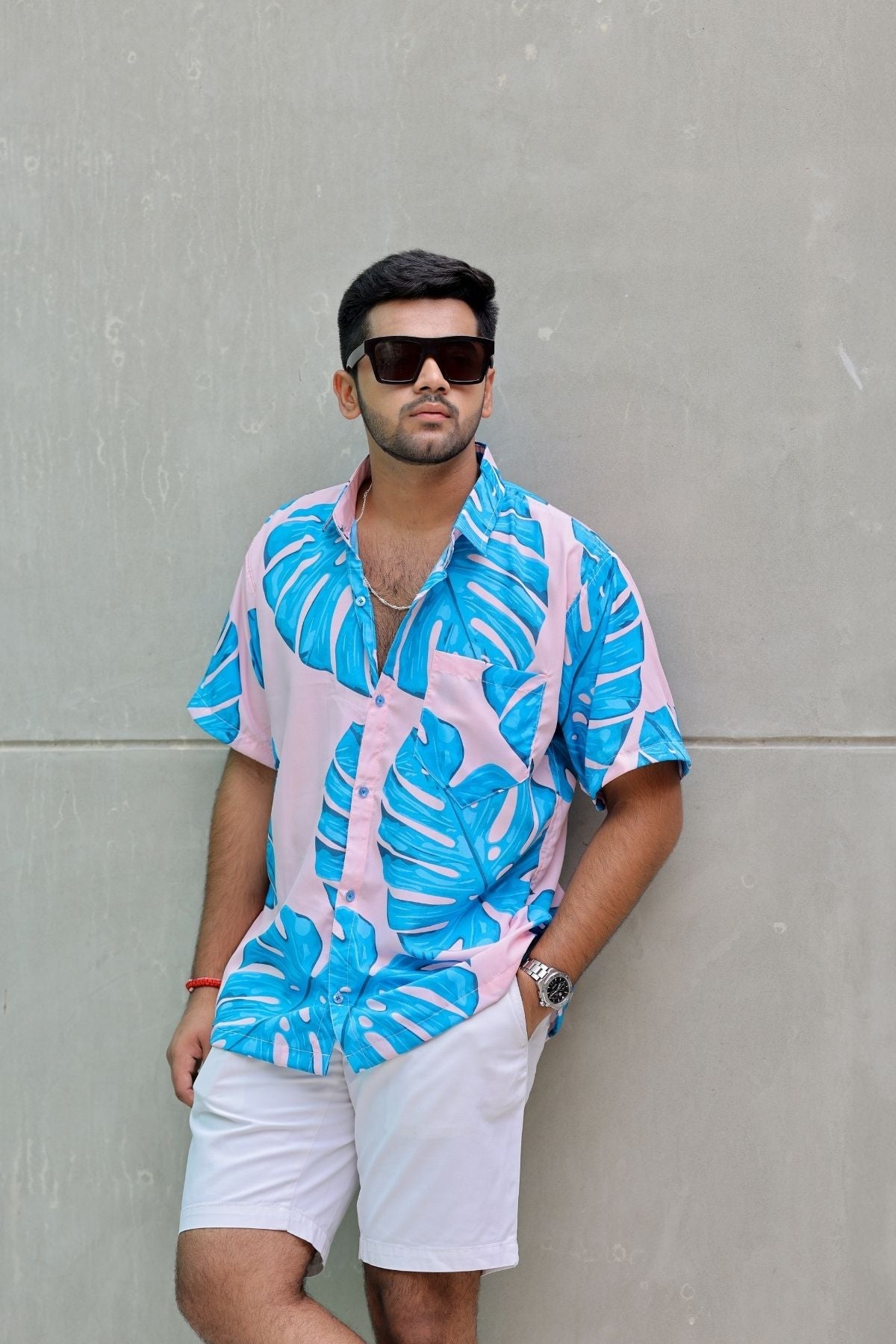 BLUE MONSTERA DOS COUPLE SET