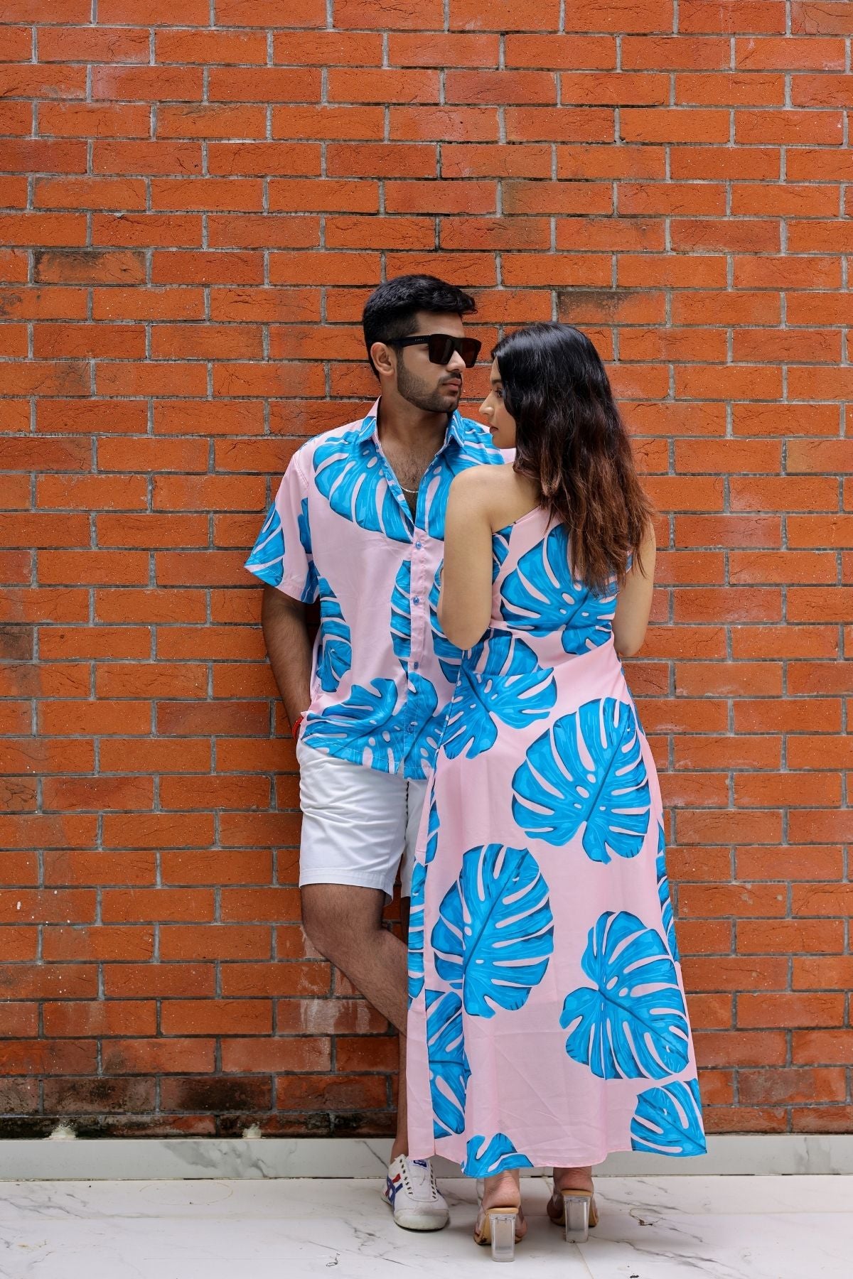 BLUE MONSTERA WOMEN DRESS