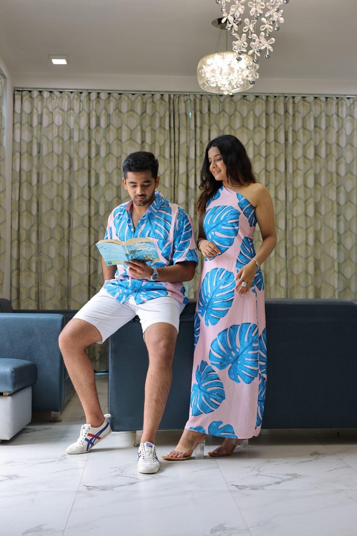 BLUE MONSTERA WOMEN DRESS