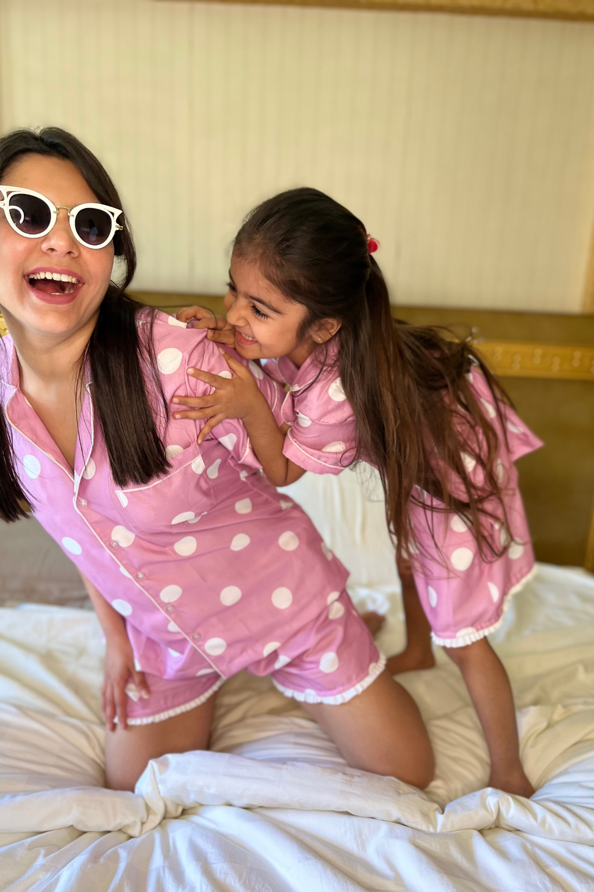 PINKY POLKA DOTS KIDS  NIGHTSUITS SET