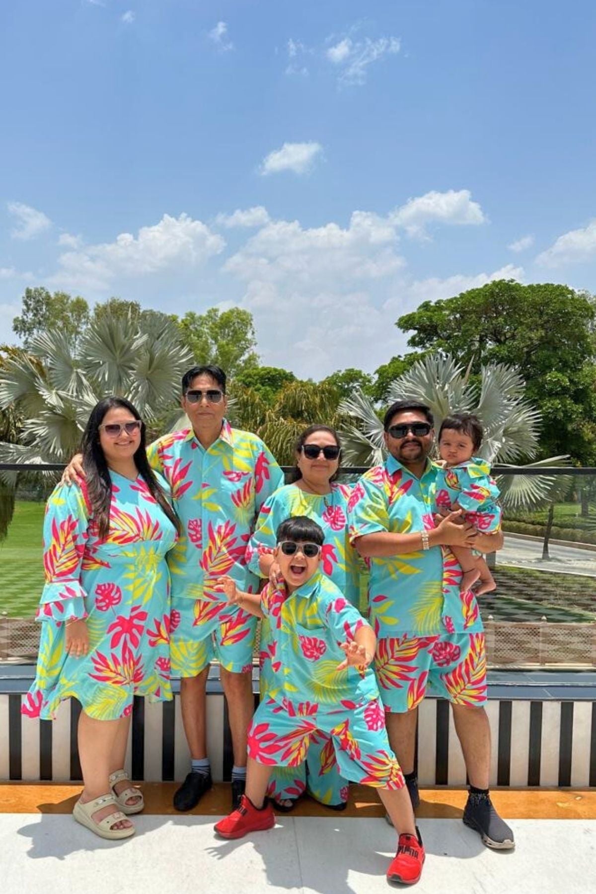 NEON PALM TRESS MAXI WOMEN DRESS