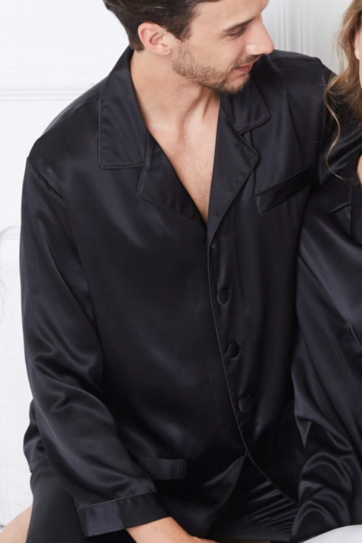 BLACK SATIN COUPLE NIGHTSUITS SET