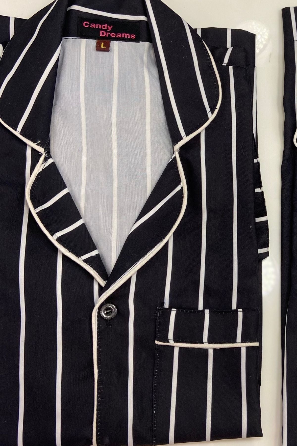 BLACK  WHITE STRIPES COUPLE NIGHTSUITS SET