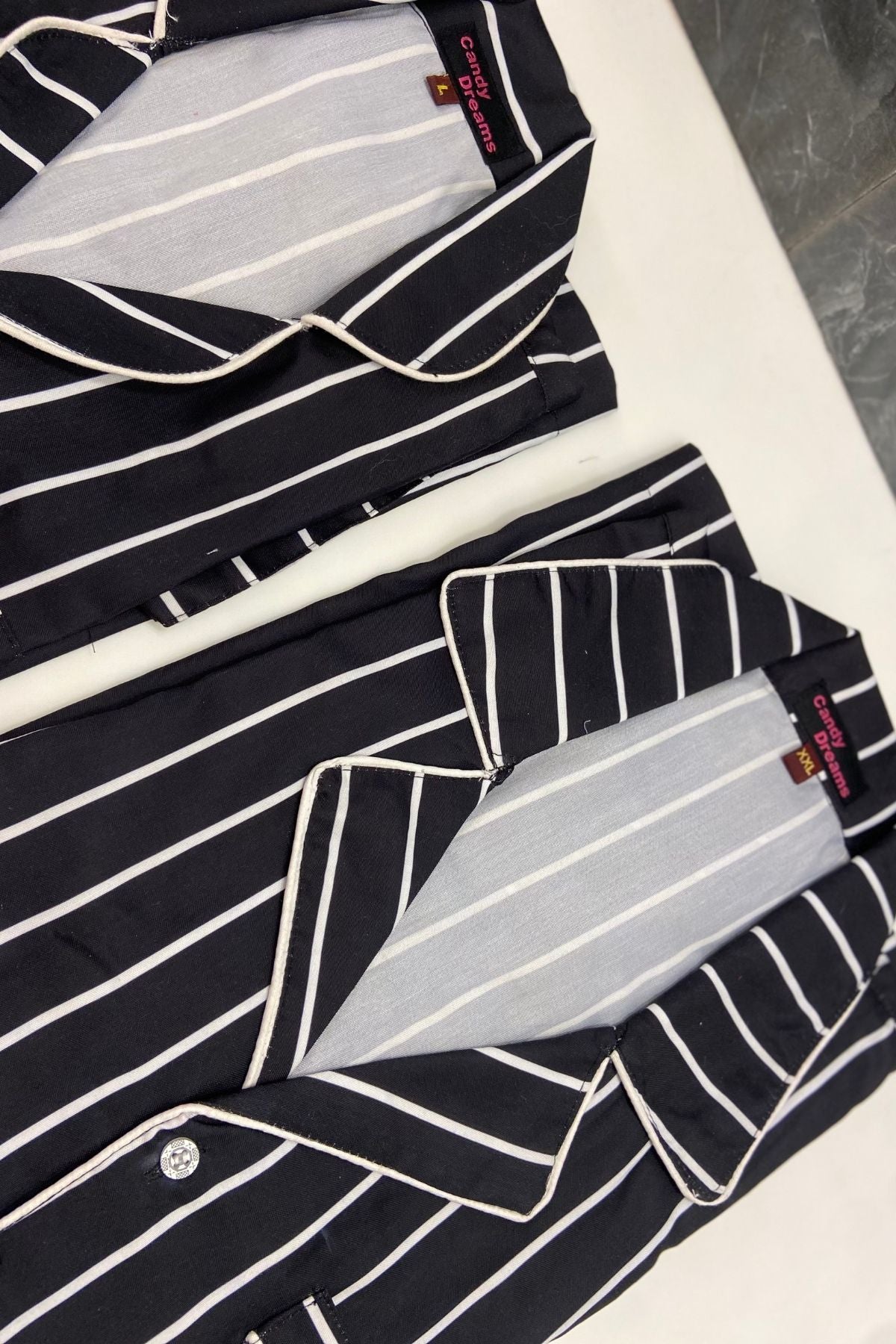 BLACK  WHITE STRIPES MEN NIGHTSUITS SET