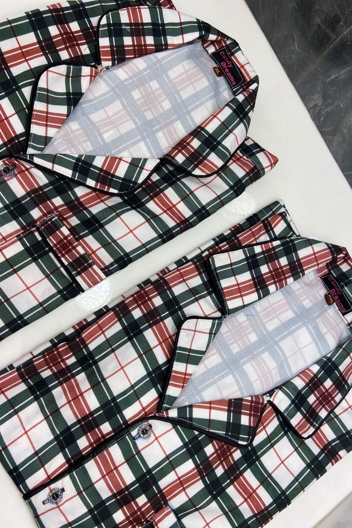 BLACK RED STRIPES WOMEN NIGHTSUITS SET