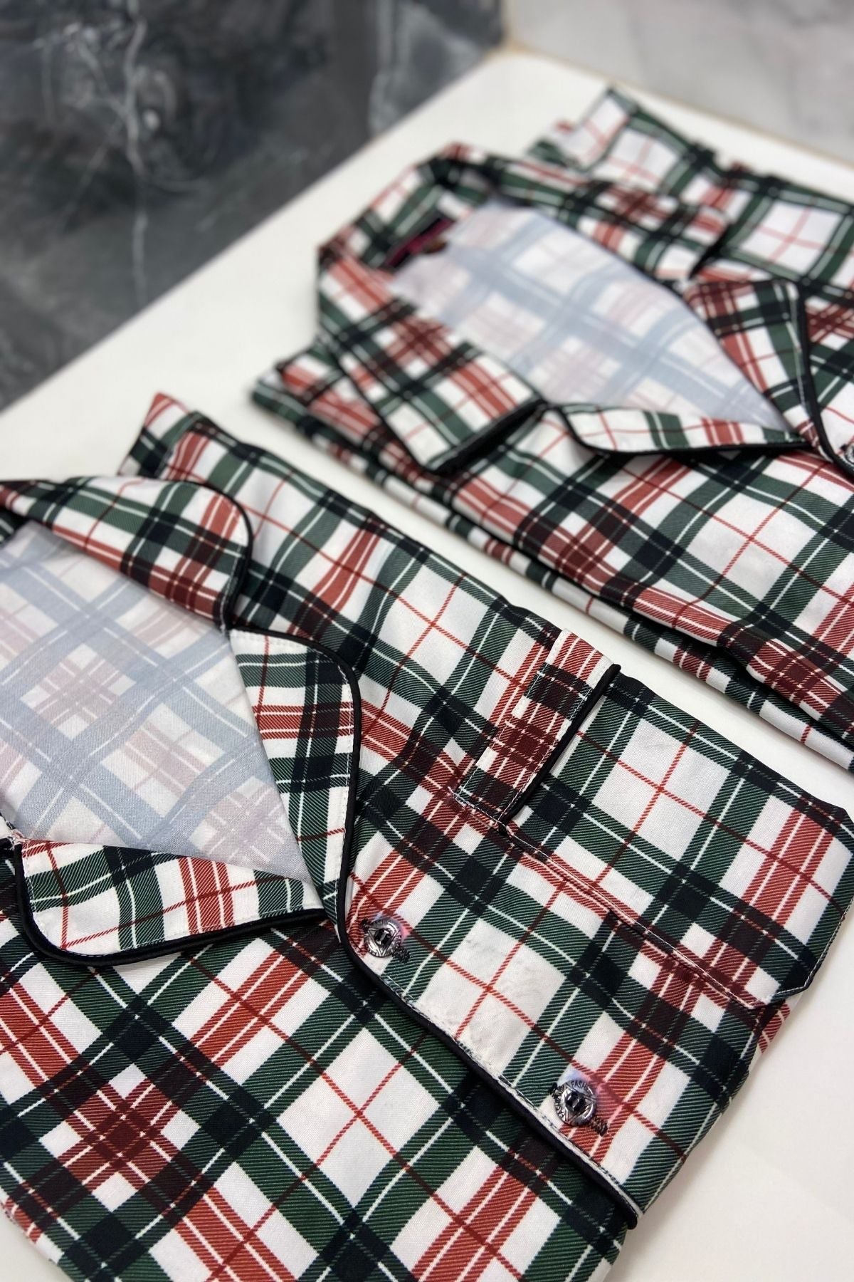 BLACK RED STRIPES COUPLE NIGHTSUITS SET